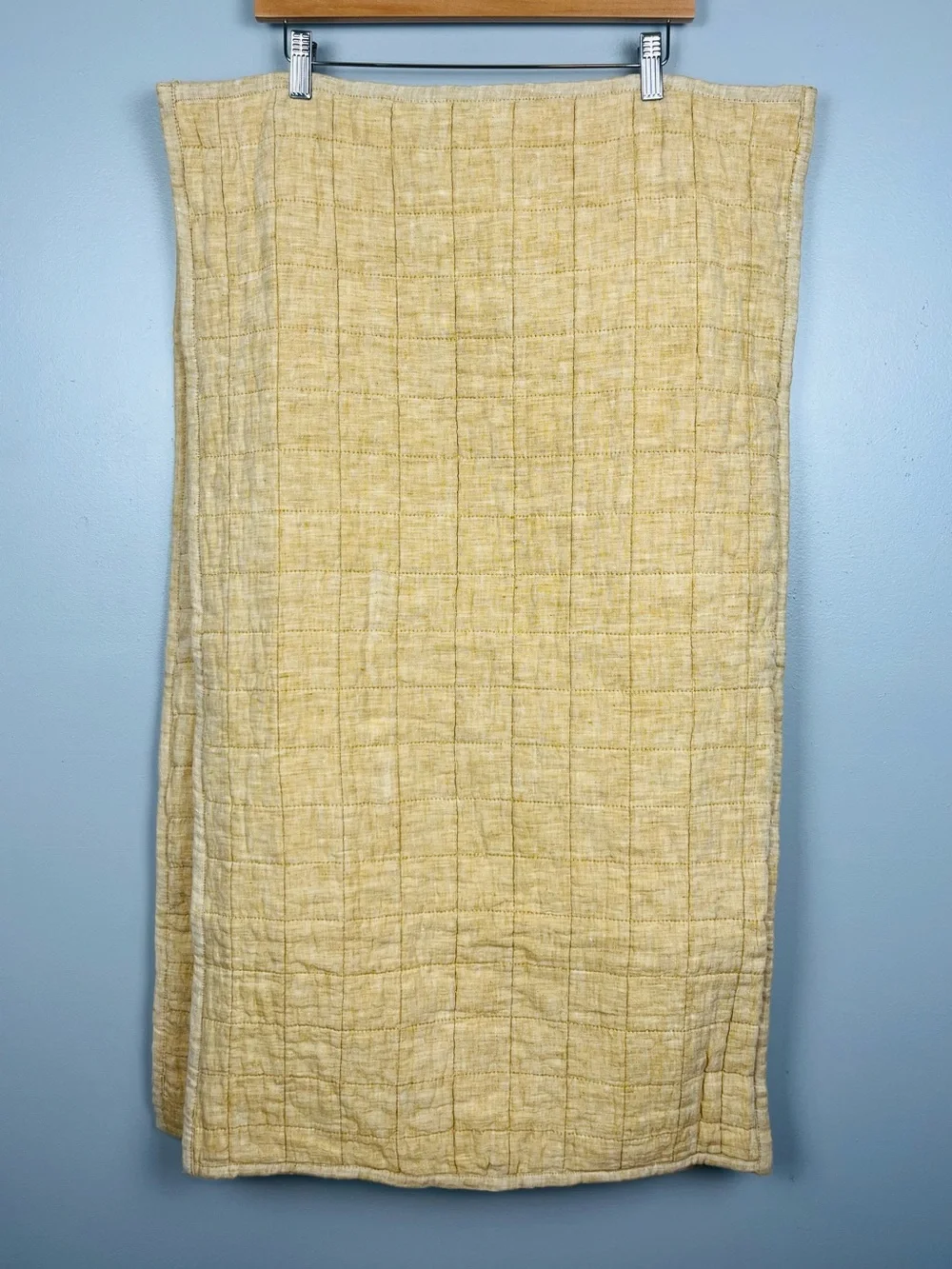 Set of 2 Crate & Barrel Belgian Flax Linen king size pillow shams in Amber.